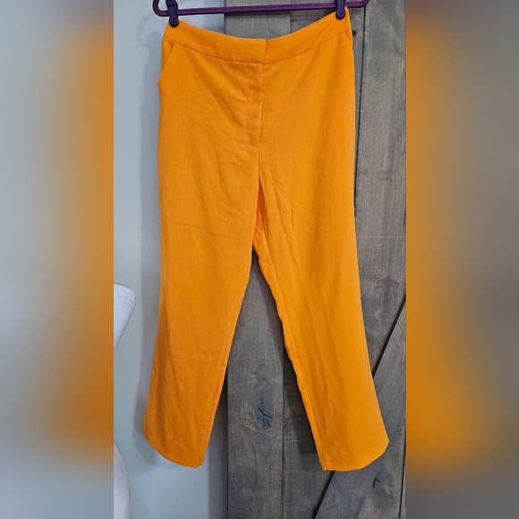 SKIES ARE BLUE Welt Pocket Cropped Ankle Trousers In Bright Orange. Size L NWT - Picture 6 of 14